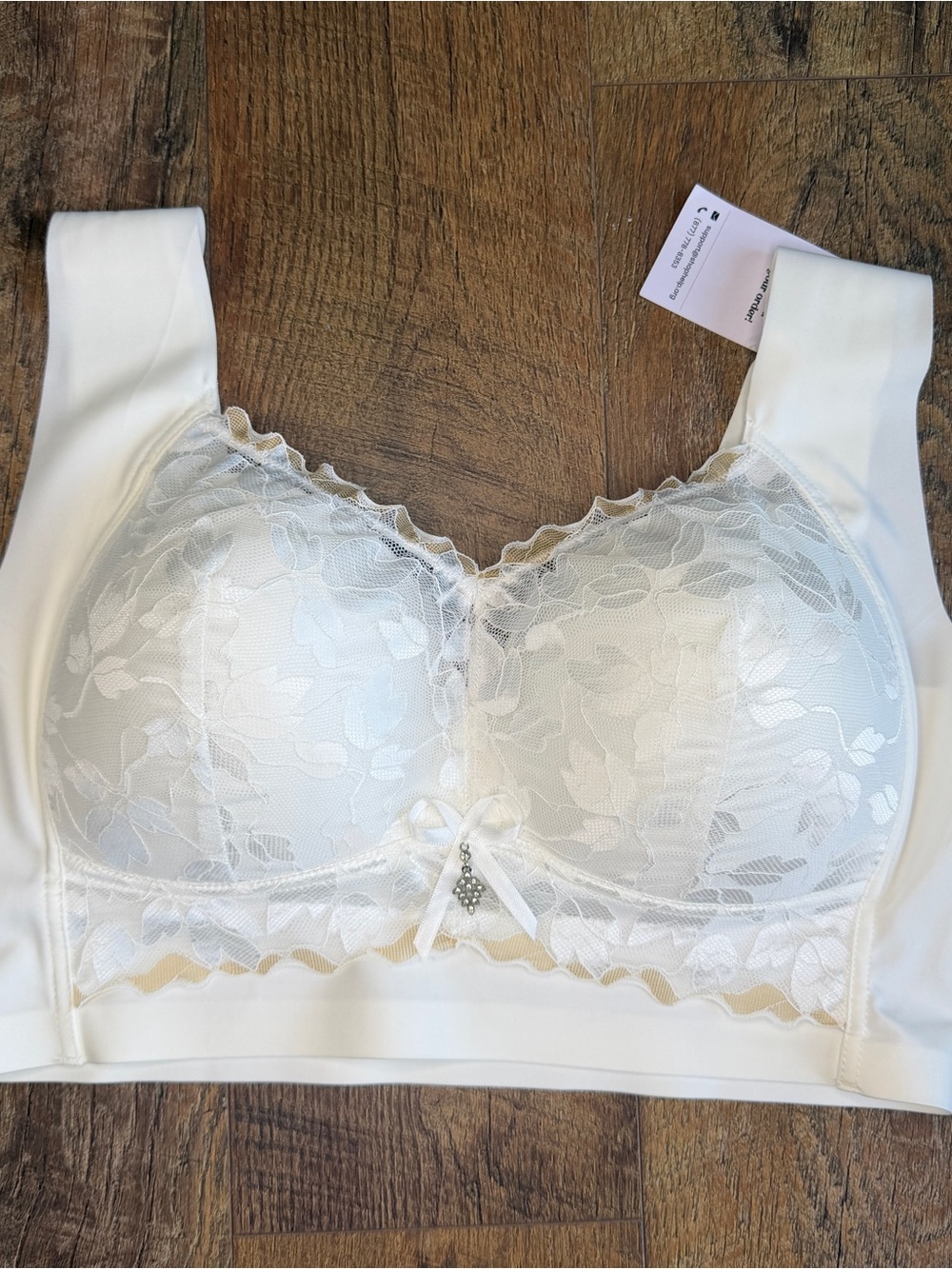Senobra Pullover Smooth Back Lace Front Double Wide Straps Padding 3XL White